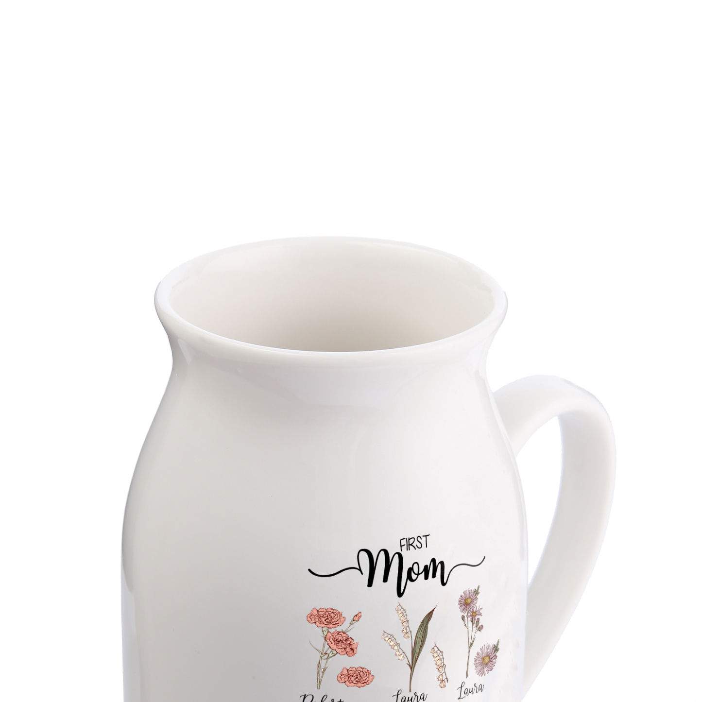 Personalised Ceramic Vase Custom 6 Names & Birthflowers Mother's day Gift for Mum, Mom or Grandma | Jessemade