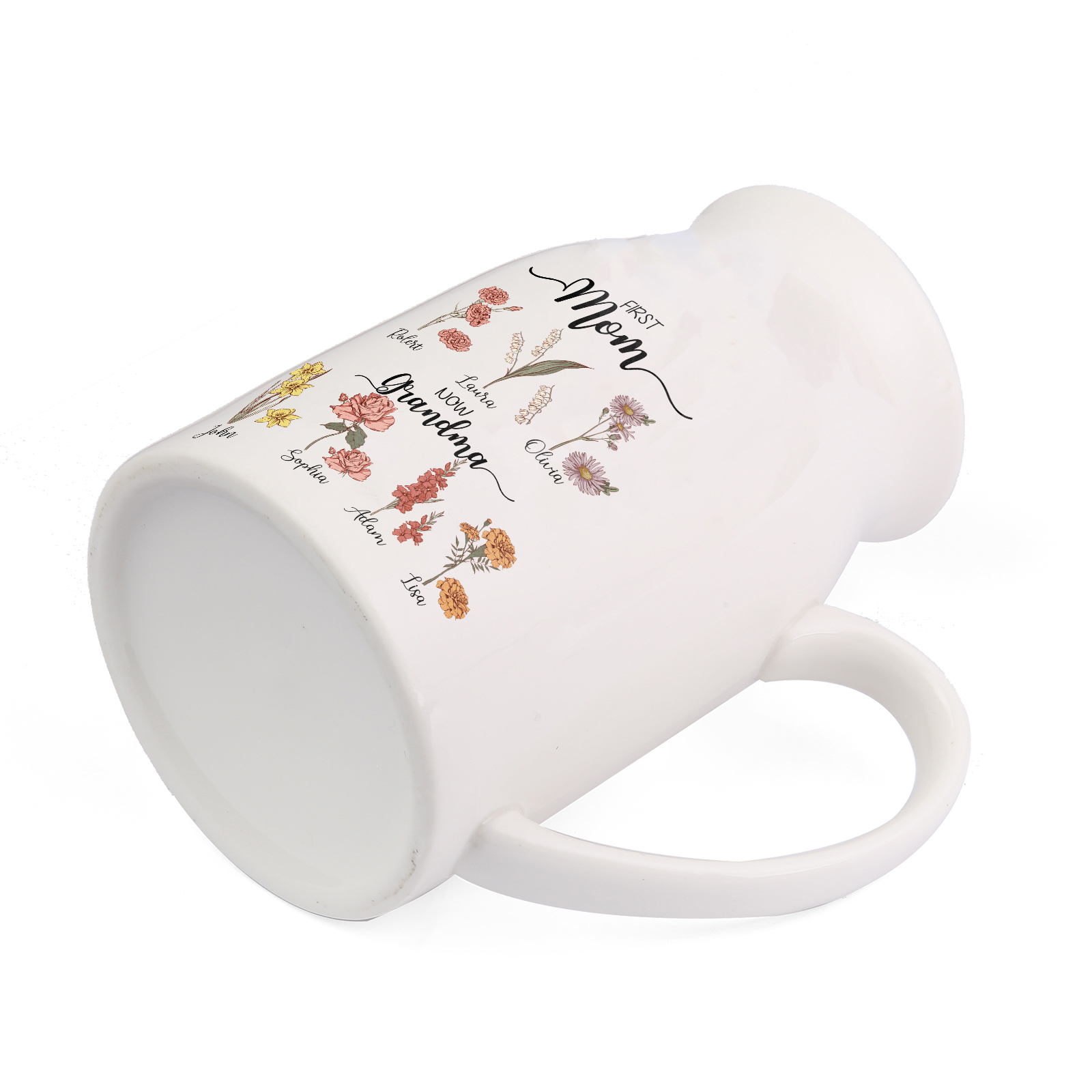 Personalised Ceramic Vase Custom 7 Names & Birthflowers Mother's day Gift for Mum, Mom or Grandma | Jessemade