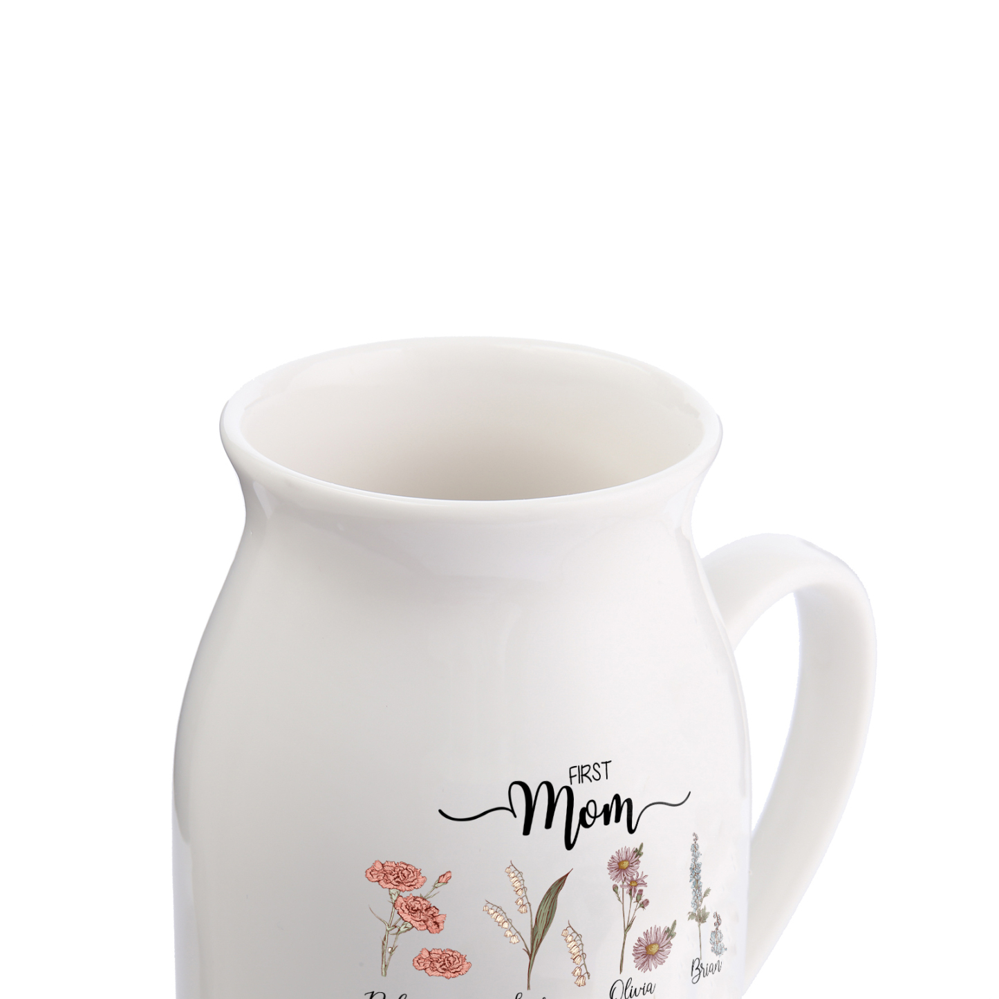 Personalised Ceramic Vase Custom 8 Names & Birthflowers Mother's day Gift for Mum, Mom or Grandma | Jessemade