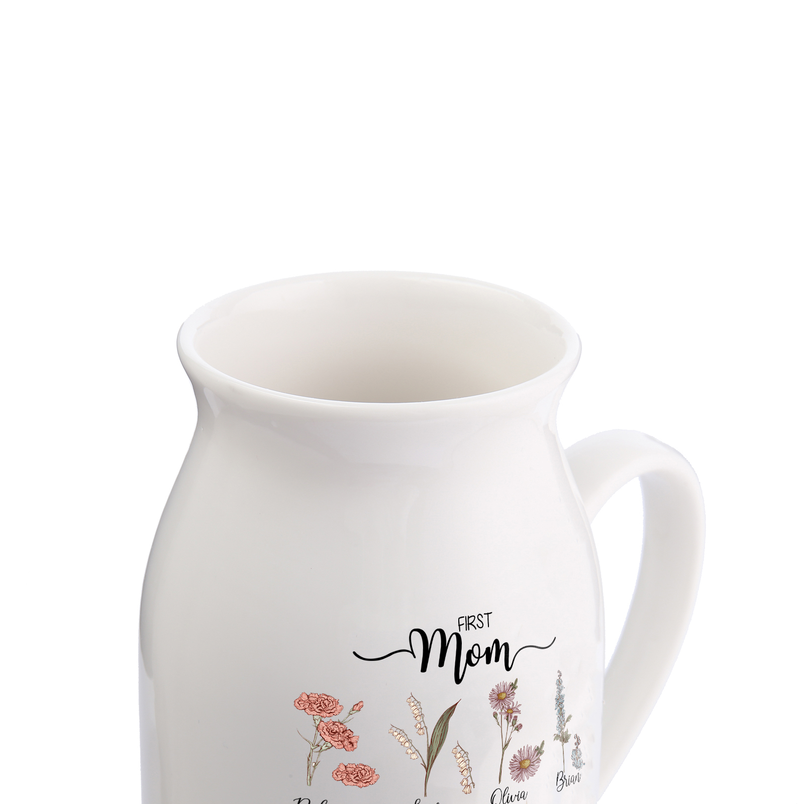 Personalised Ceramic Vase Custom 8 Names & Birthflowers Mother's day Gift for Mum, Mom or Grandma | Jessemade