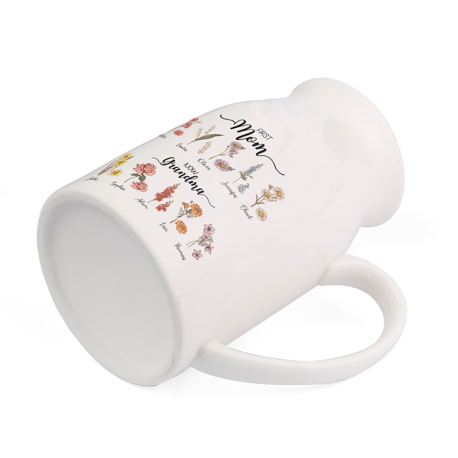 Personalised Ceramic Vase Custom 10 Names & Birthflowers Mother's day Gift for Mum, Mom or Grandma | Jessemade