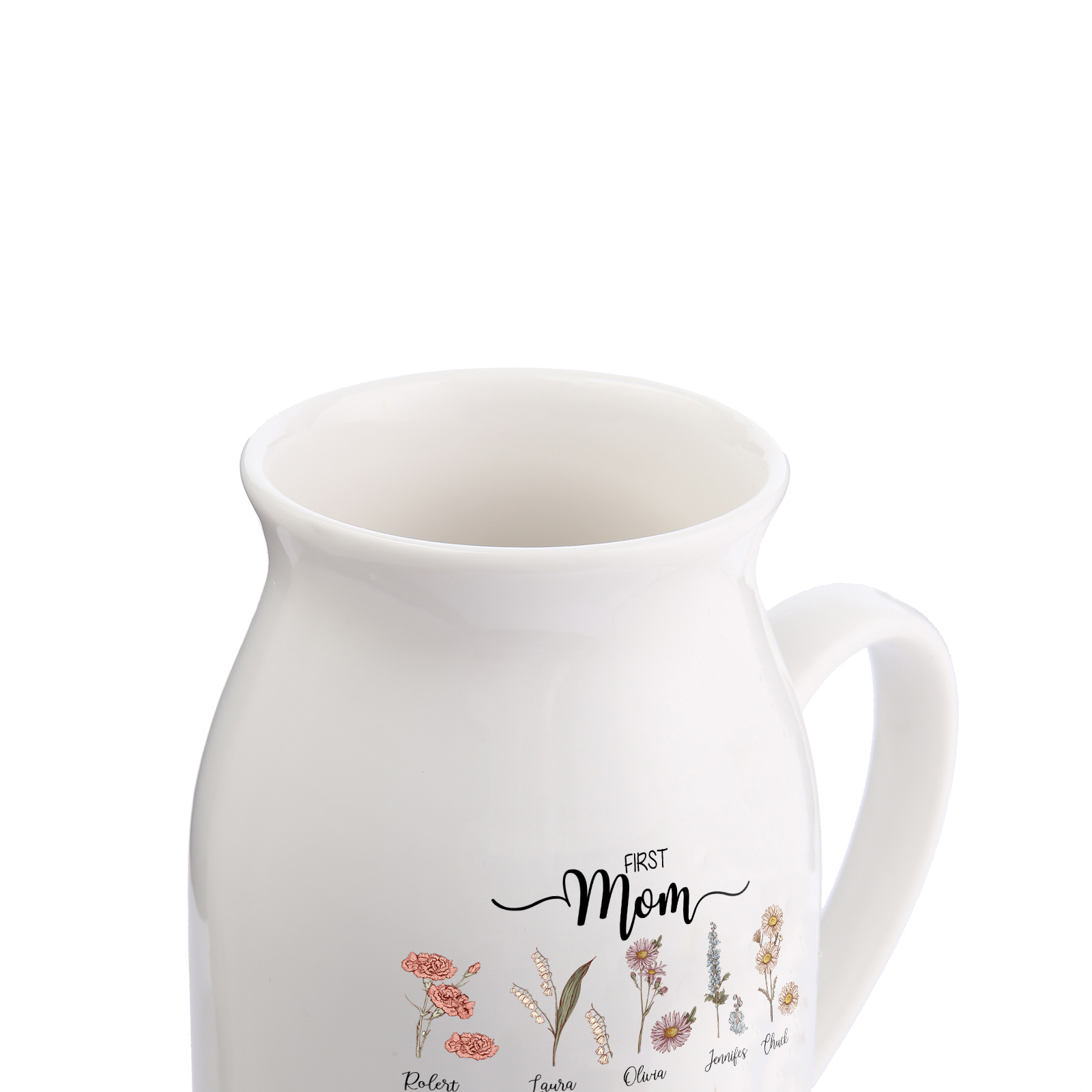 Personalised Ceramic Vase Custom 10 Names & Birthflowers Mother's day Gift for Mum, Mom or Grandma | Jessemade