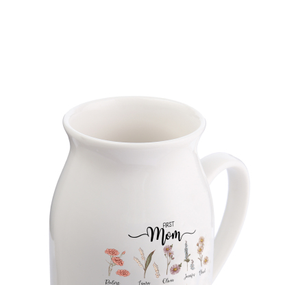 Personalised Ceramic Vase Custom 10 Names & Birthflowers Mother's day Gift for Mum, Mom or Grandma | Jessemade
