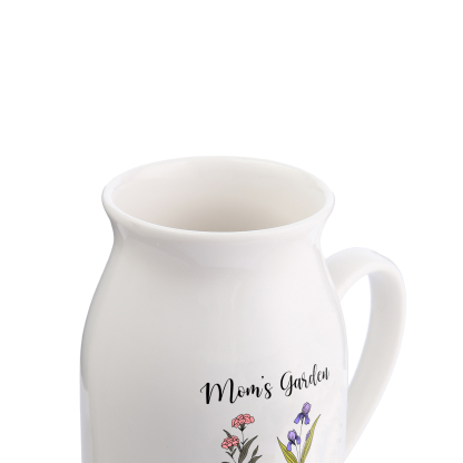 Personalised Birth Flower Vase with 2 Names – Custom Ceramic Gift for Mum or Grandma | Jessemade