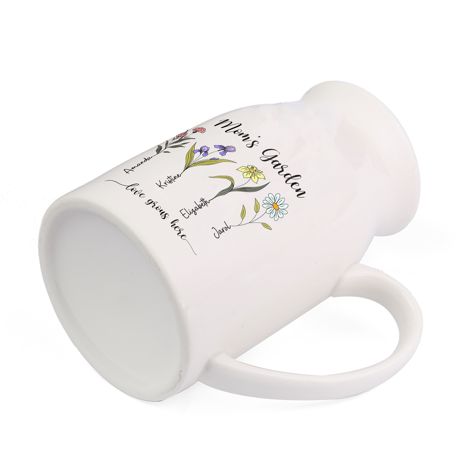 Personalised Birth Flower Vase with 4 Names – Custom Ceramic Gift for Mum or Grandma | Jessemade