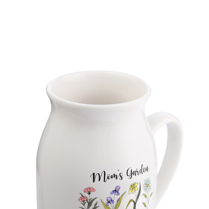 Personalised Birth Flower Vase with 4 Names – Custom Ceramic Gift for Mum or Grandma | Jessemade