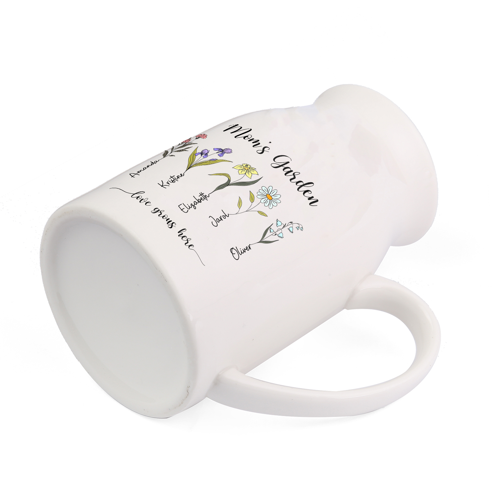 Personalised Birth Flower Vase with 5 Names – Custom Ceramic Gift for Mum or Grandma | Jessemade