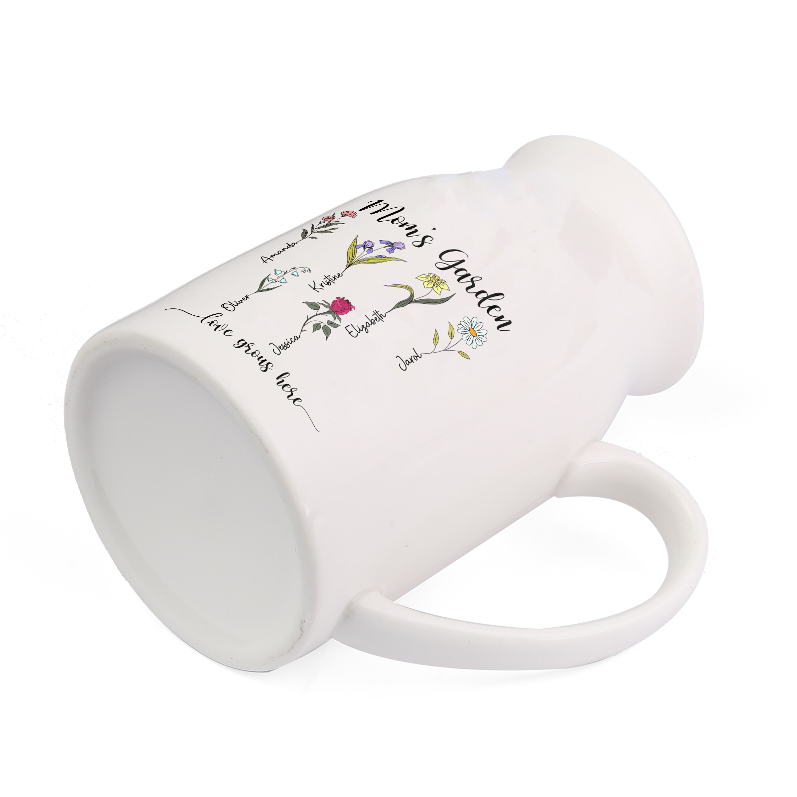 Personalised Birth Flower Vase with 6 Names – Custom Ceramic Gift for Mum or Grandma | Jessemade