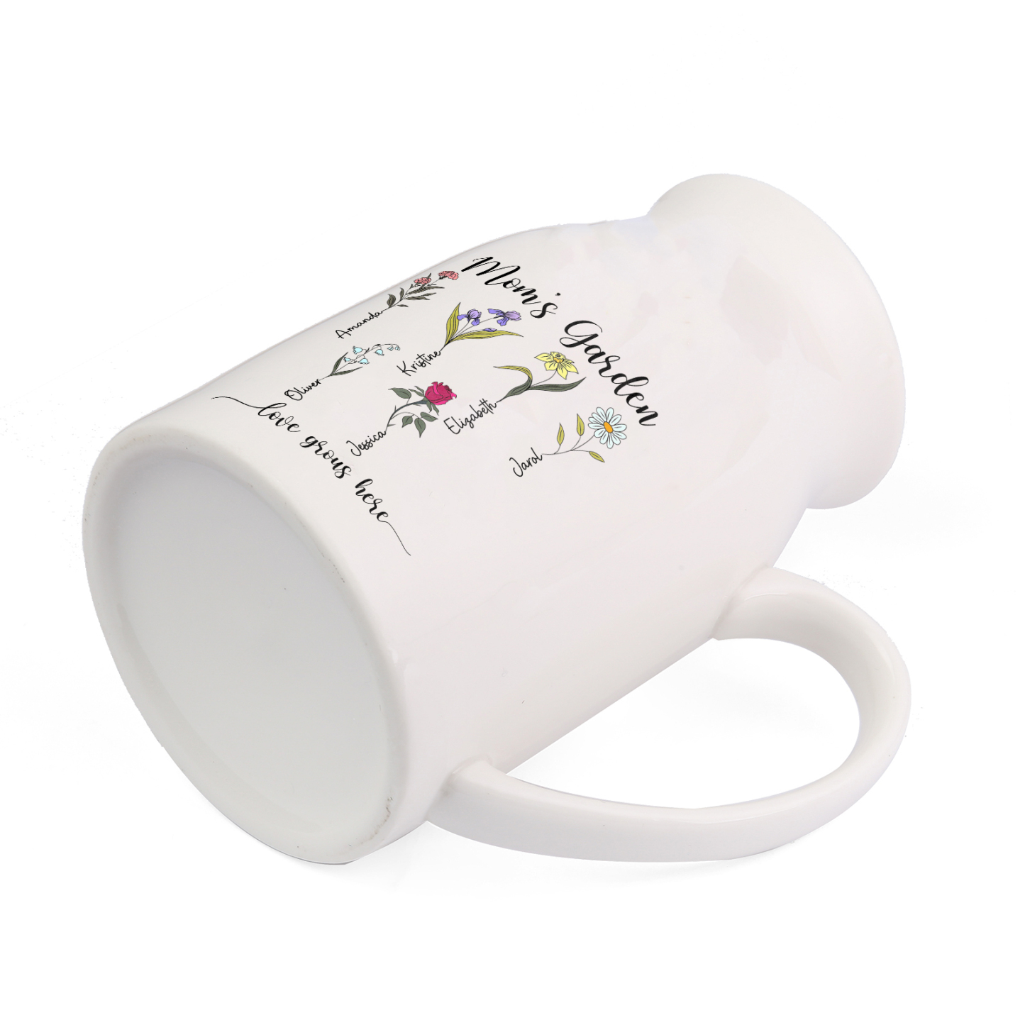 Personalised Birth Flower Vase with 6 Names – Custom Ceramic Gift for Mum or Grandma | Jessemade