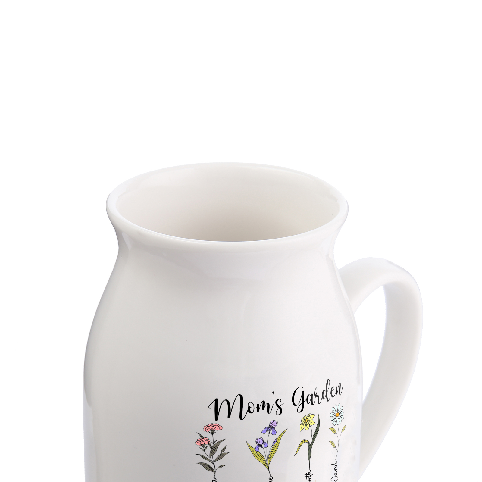Personalised Birth Flower Vase with 6 Names – Custom Ceramic Gift for Mum or Grandma | Jessemade