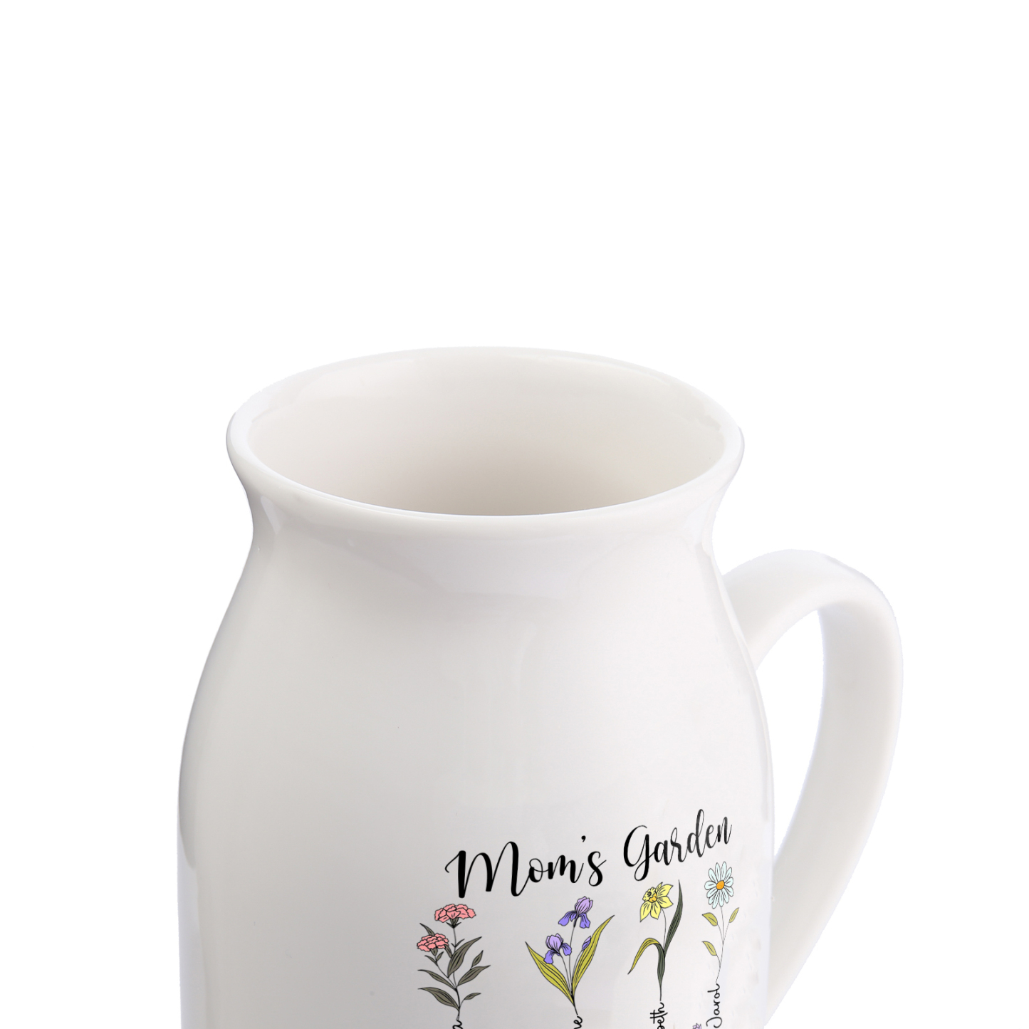 Personalised Birth Flower Vase with 7 Names – Custom Ceramic Gift for Mum or Grandma | Jessemade