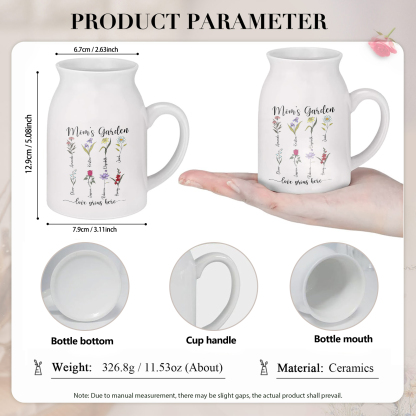 Personalised Birth Flower Vase with 8 Names – Custom Ceramic Gift for Mum or Grandma | Jessemade