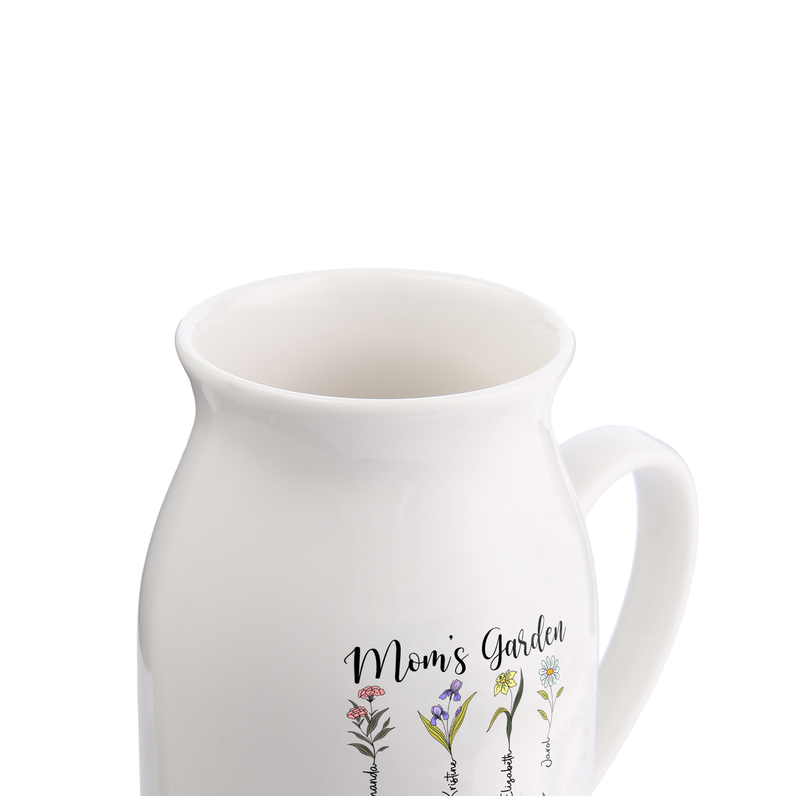 Personalised Birth Flower Vase with 8 Names – Custom Ceramic Gift for Mum or Grandma | Jessemade