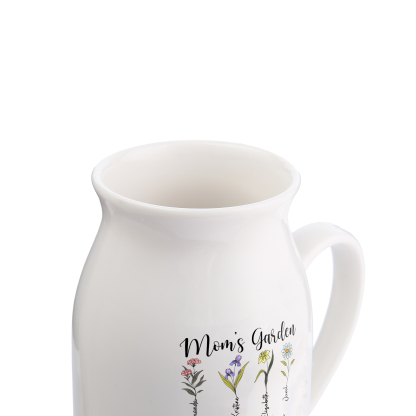 Personalised Birth Flower Vase with 8 Names – Custom Ceramic Gift for Mum or Grandma | Jessemade