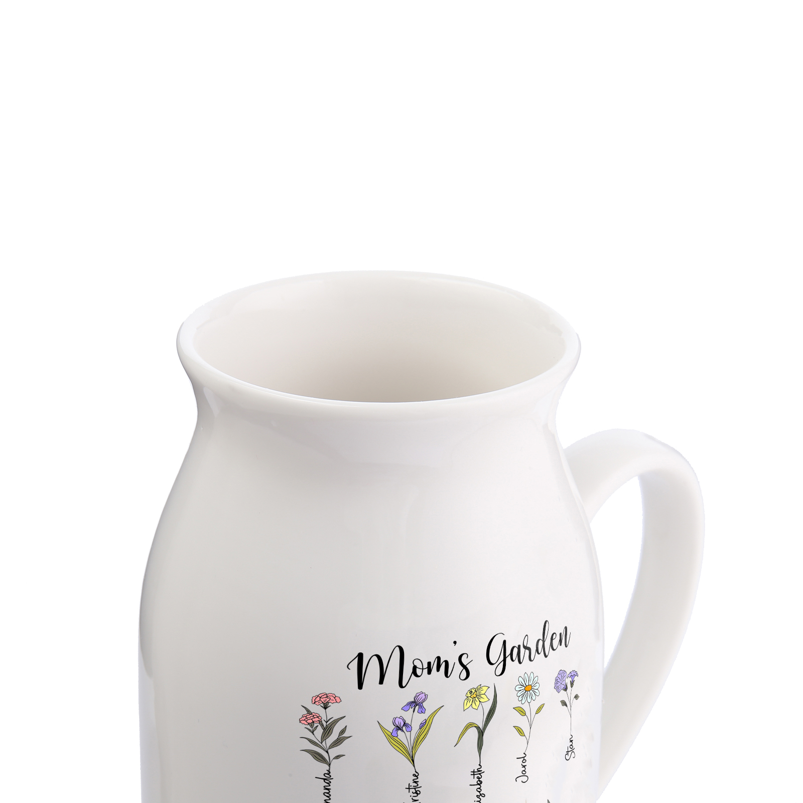 Personalised Birth Flower Vase with 9 Names – Custom Ceramic Gift for Mum or Grandma | Jessemade