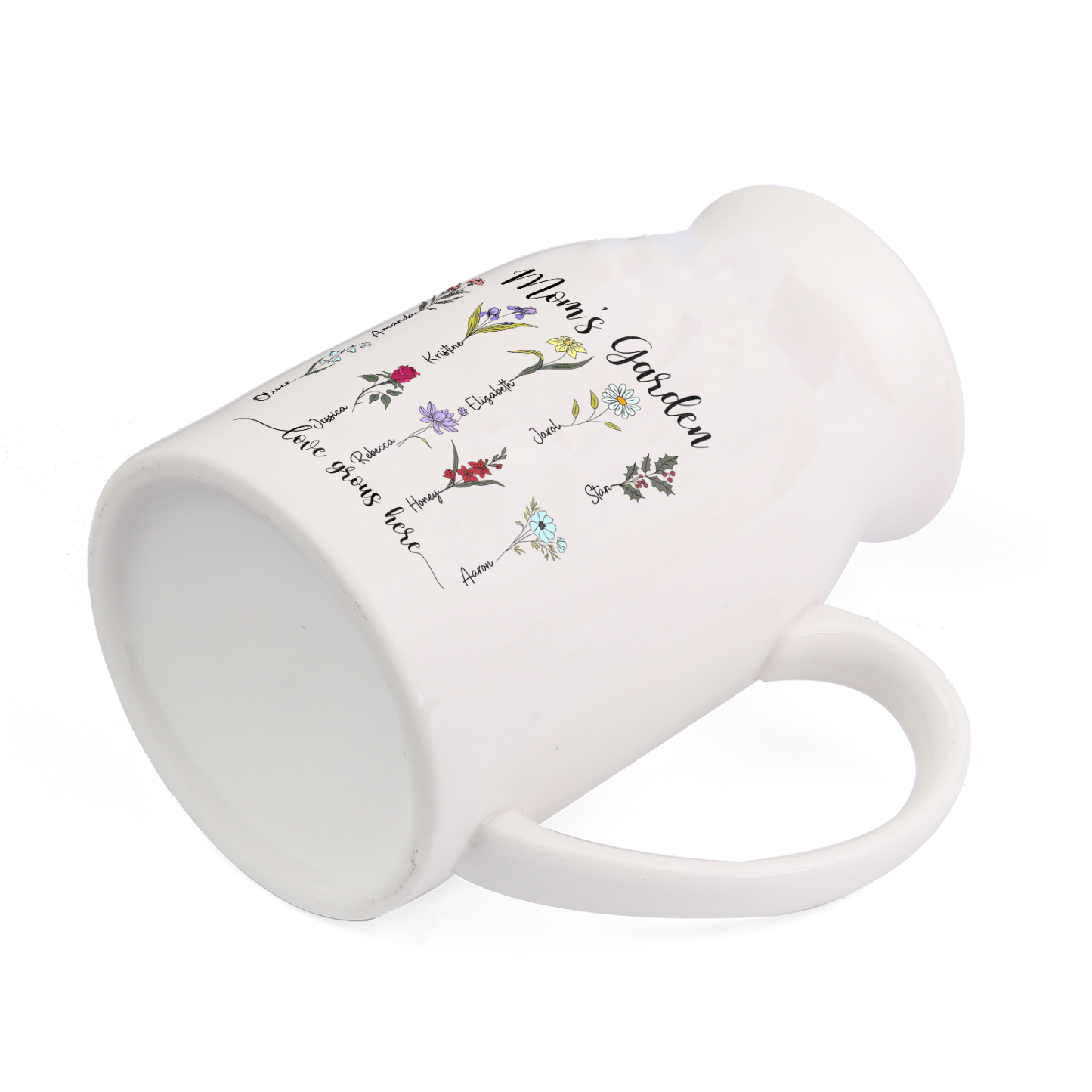 Personalised Birth Flower Vase with 10 Names – Custom Ceramic Gift for Mum or Grandma | Jessemade