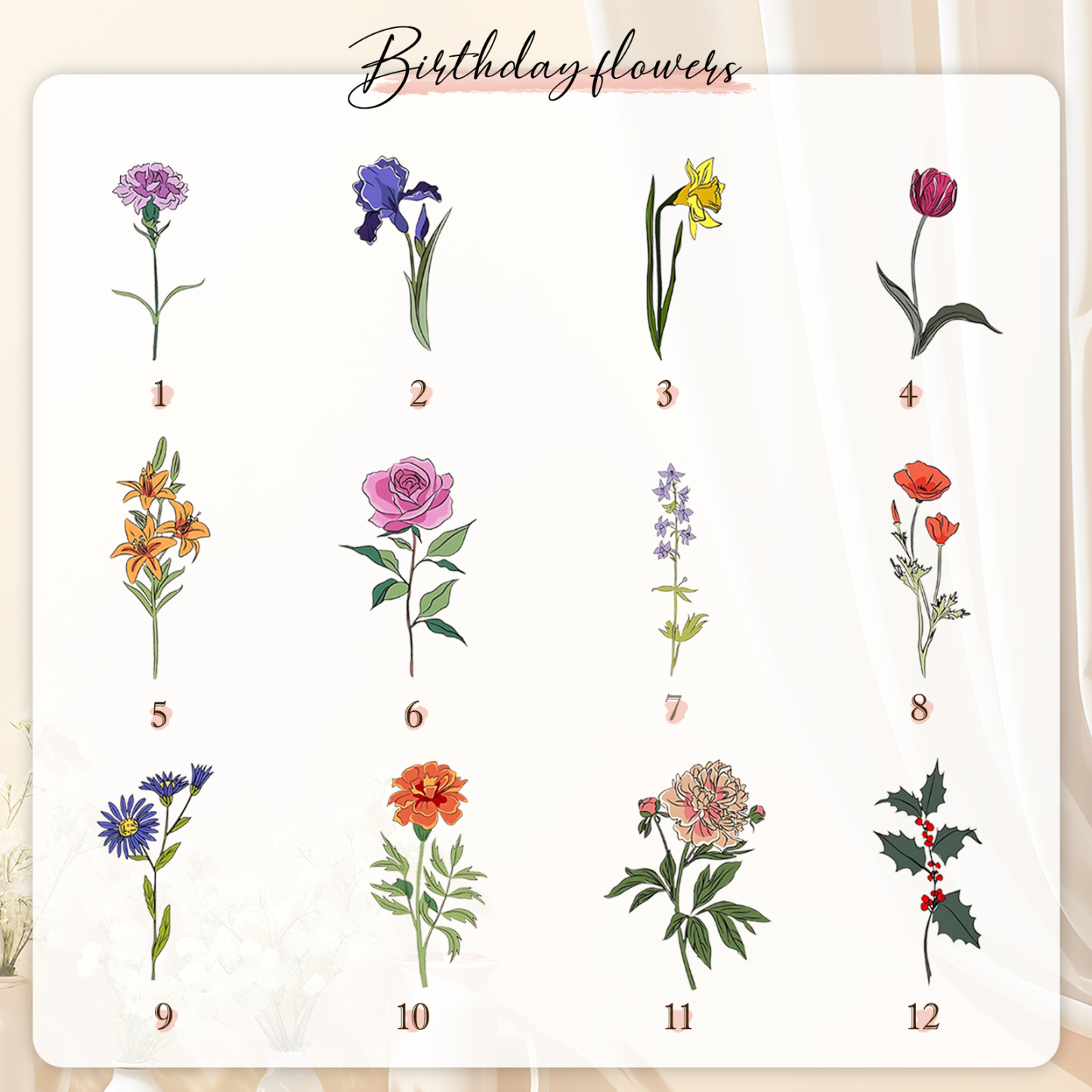 Personalised Ceramic Vase Custom with Text 6 Names & Birthflowers Grandma's Garden Gift for Mum/Grandma  | Jessemade