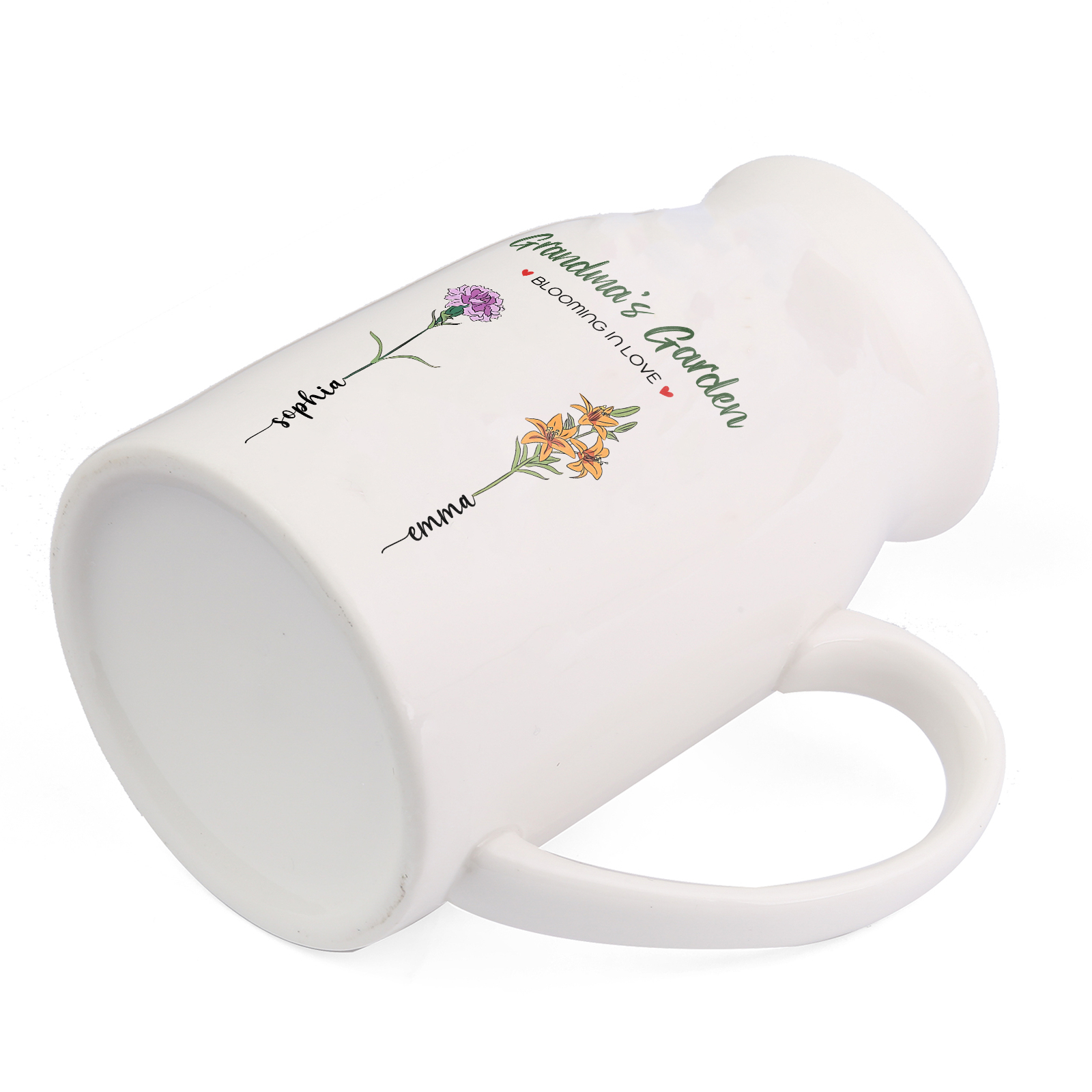 Personalised Ceramic Vase Custom with Text 2 Names & Birthflowers Grandma's Garden Gift for Mum/Grandma  | Jessemade