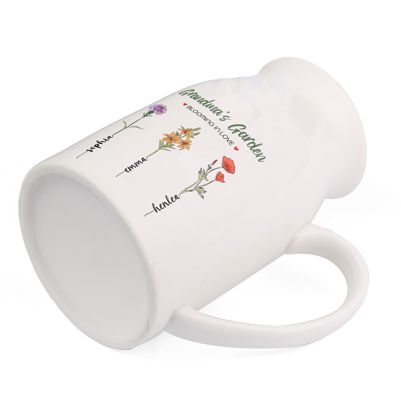 Personalised Ceramic Vase Custom with Text 3 Names & Birthflowers Grandma's Garden Gift for Mum/Grandma  | Jessemade