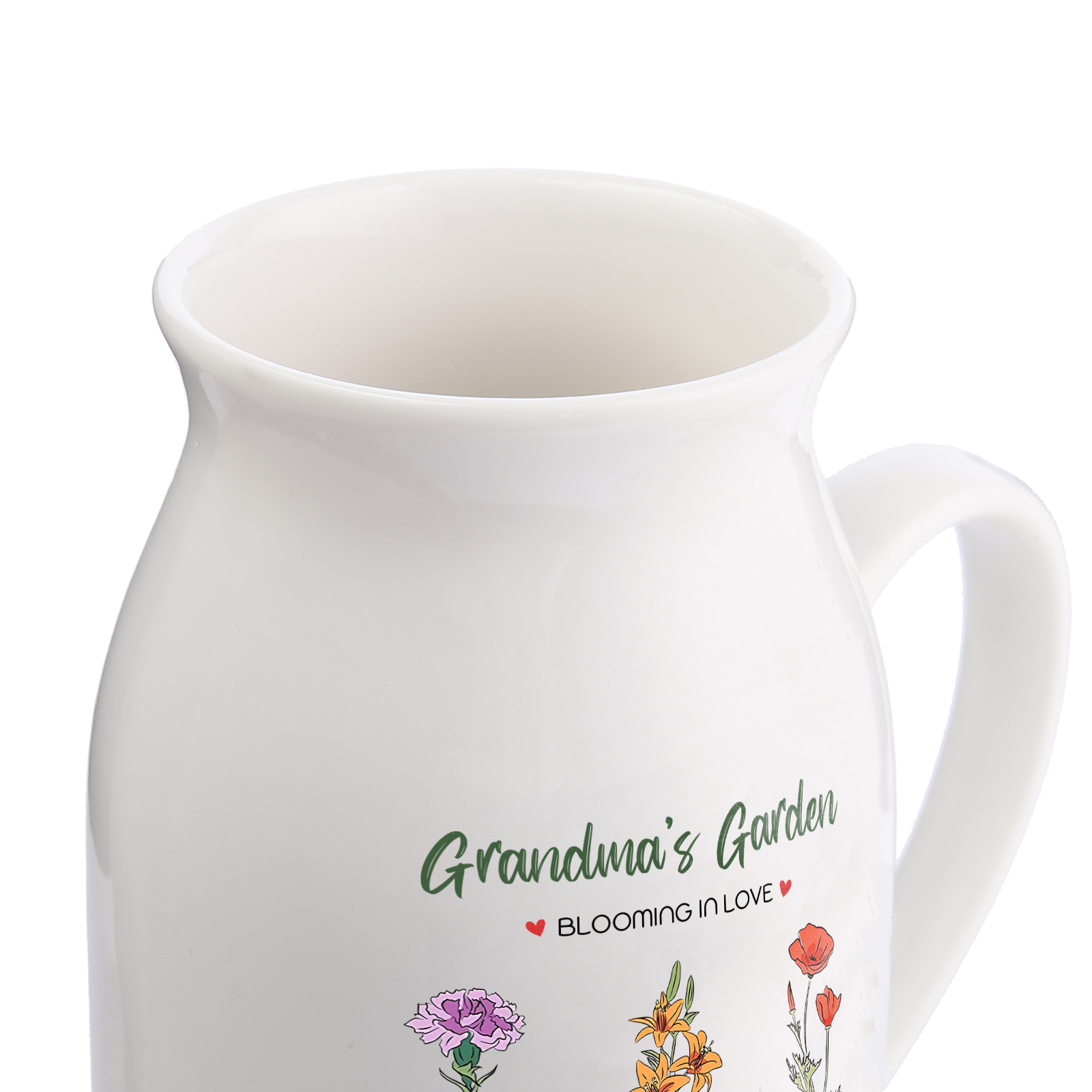 Personalised Ceramic Vase Custom with Text 3 Names & Birthflowers Grandma's Garden Gift for Mum/Grandma  | Jessemade