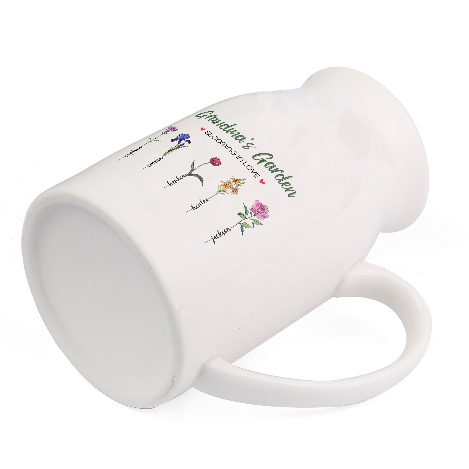 Personalised Ceramic Vase Custom with Text 5 Names & Birthflowers Grandma's Garden Gift for Mum/Grandma  | Jessemade