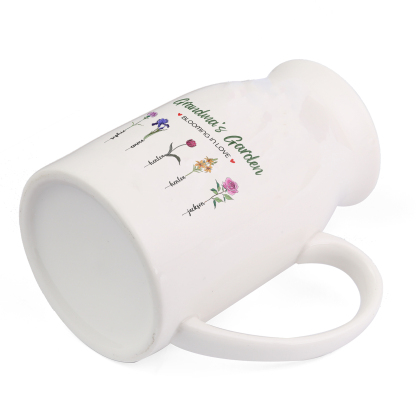 Personalised Ceramic Vase Custom with Text 5 Names & Birthflowers Grandma's Garden Gift for Mum/Grandma  | Jessemade