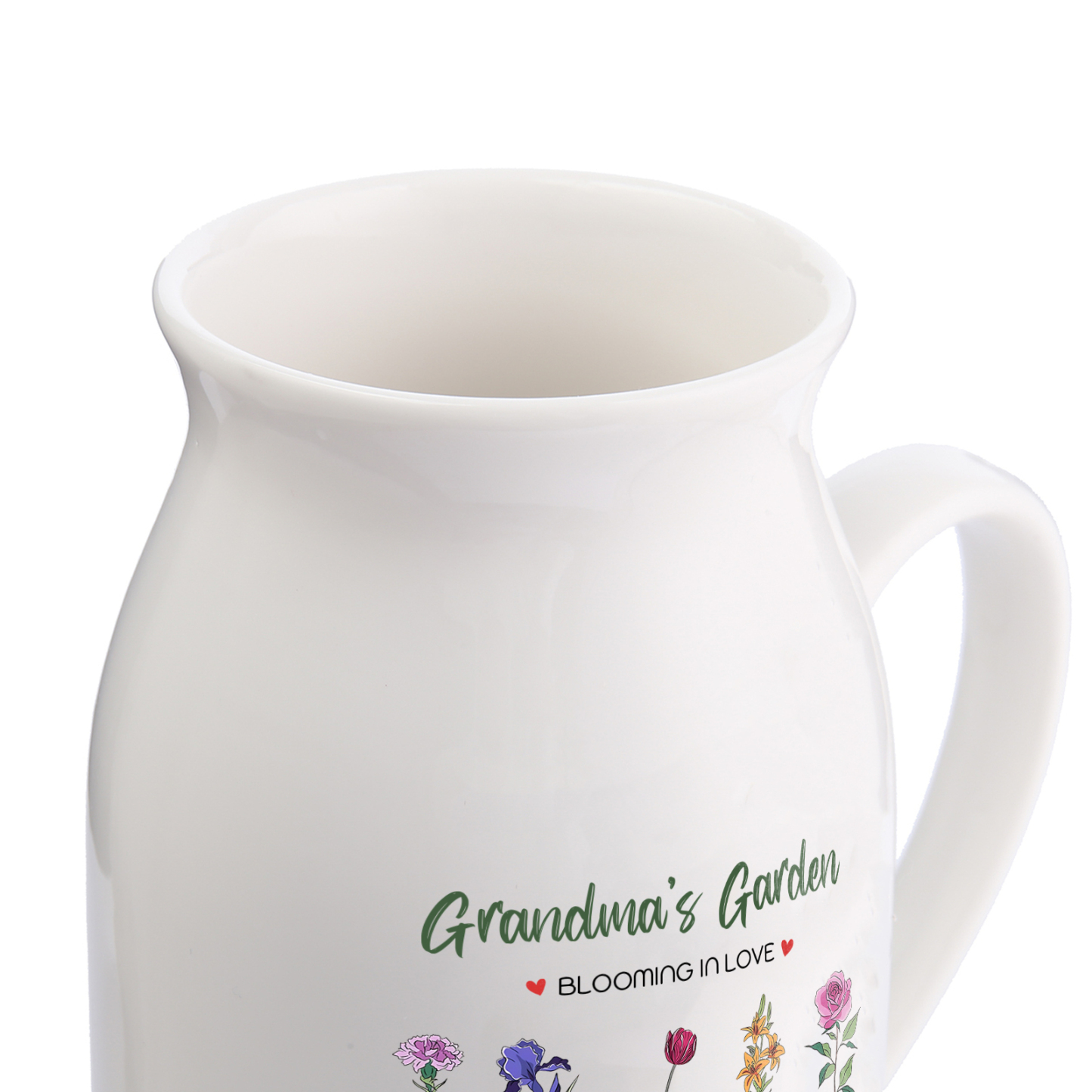Personalised Ceramic Vase Custom with Text 5 Names & Birthflowers Grandma's Garden Gift for Mum/Grandma  | Jessemade
