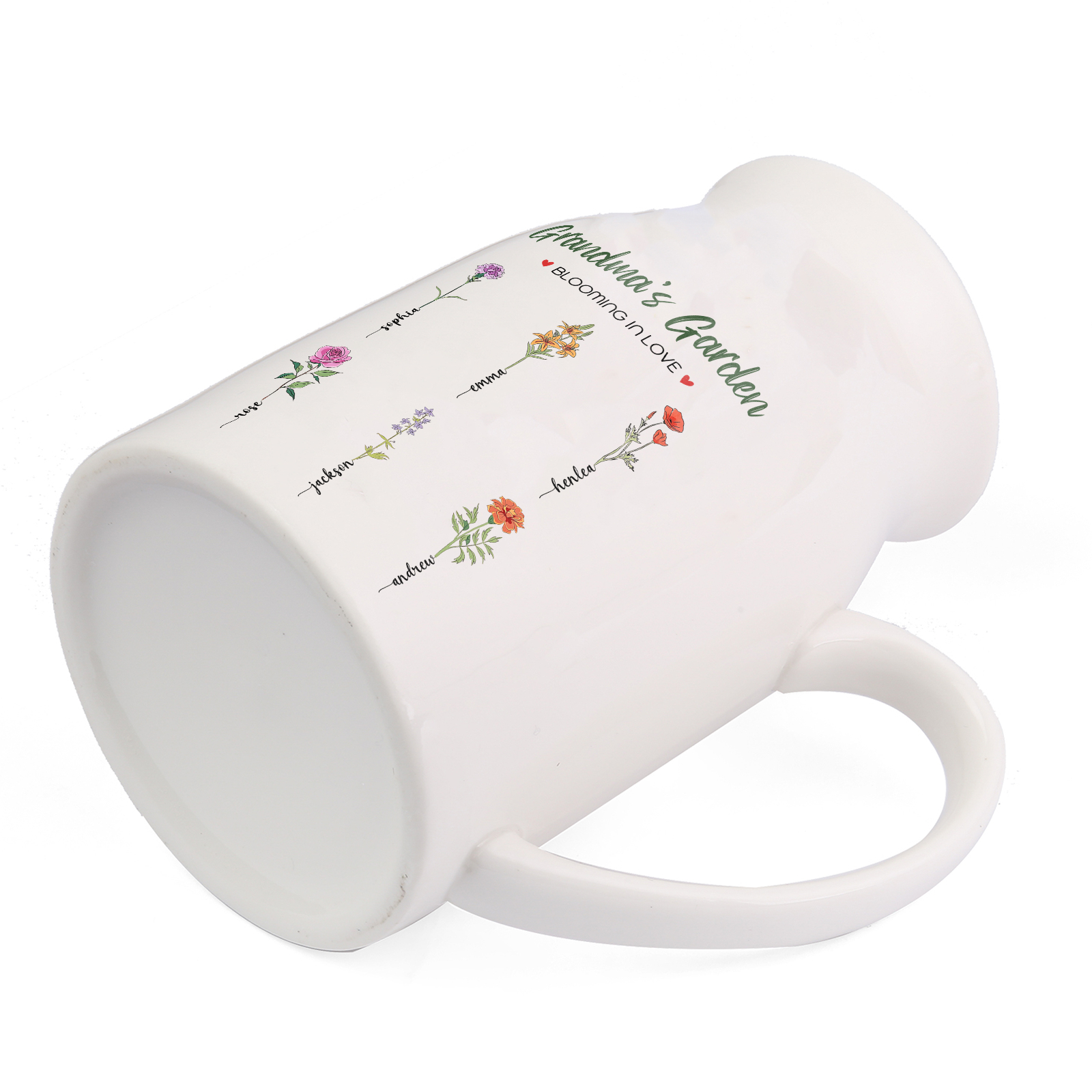 Personalised Ceramic Vase Custom with Text 6 Names & Birthflowers Grandma's Garden Gift for Mum/Grandma  | Jessemade