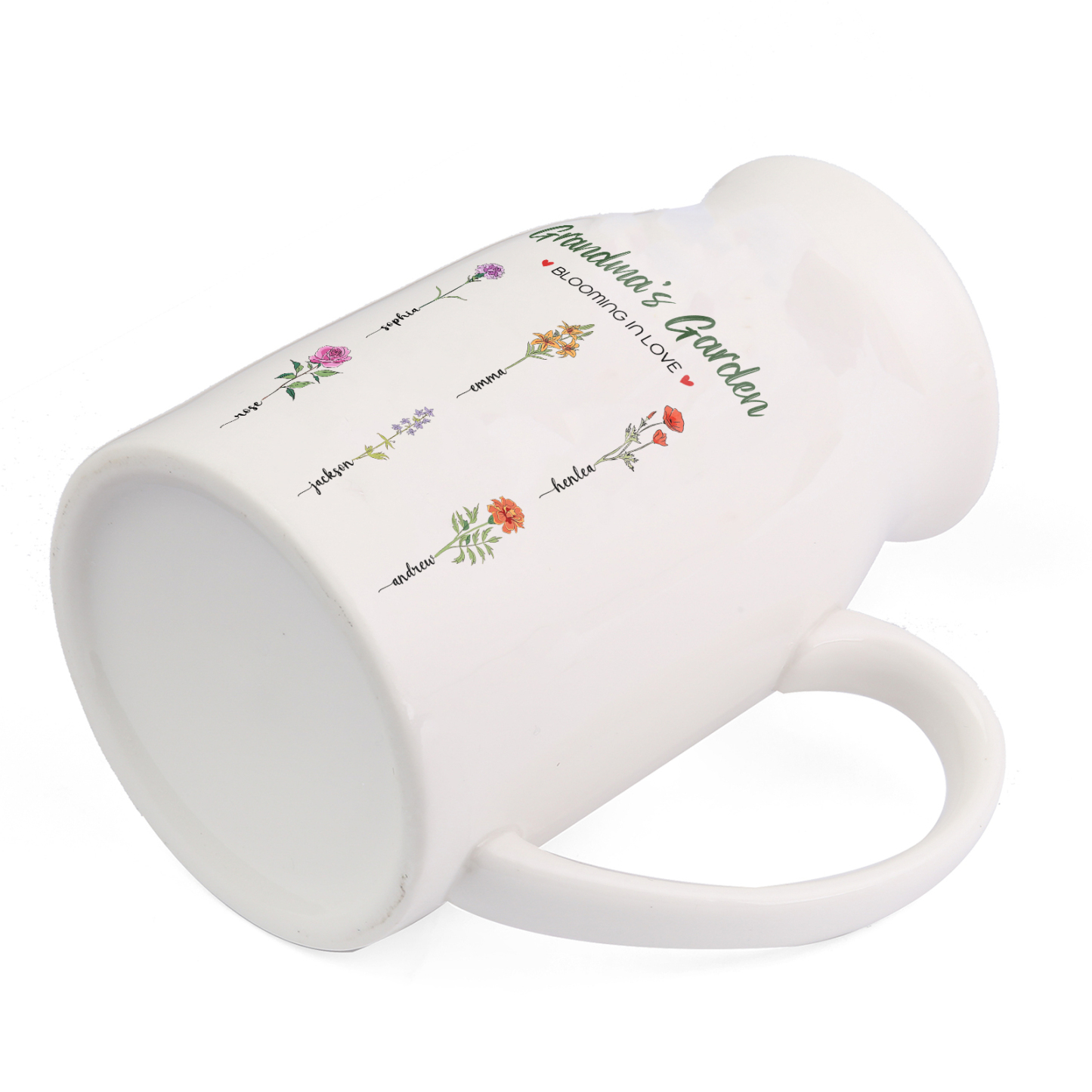 Personalised Ceramic Vase Custom with Text 6 Names & Birthflowers Grandma's Garden Gift for Mum/Grandma  | Jessemade