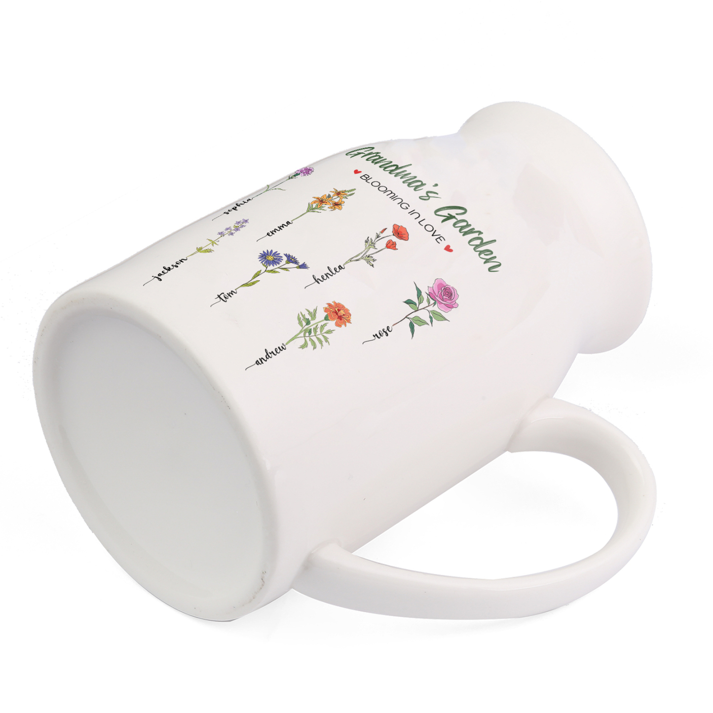 Personalised Ceramic Vase Custom with Text 7 Names & Birthflowers Grandma's Garden Gift for Mum/Grandma  | Jessemade