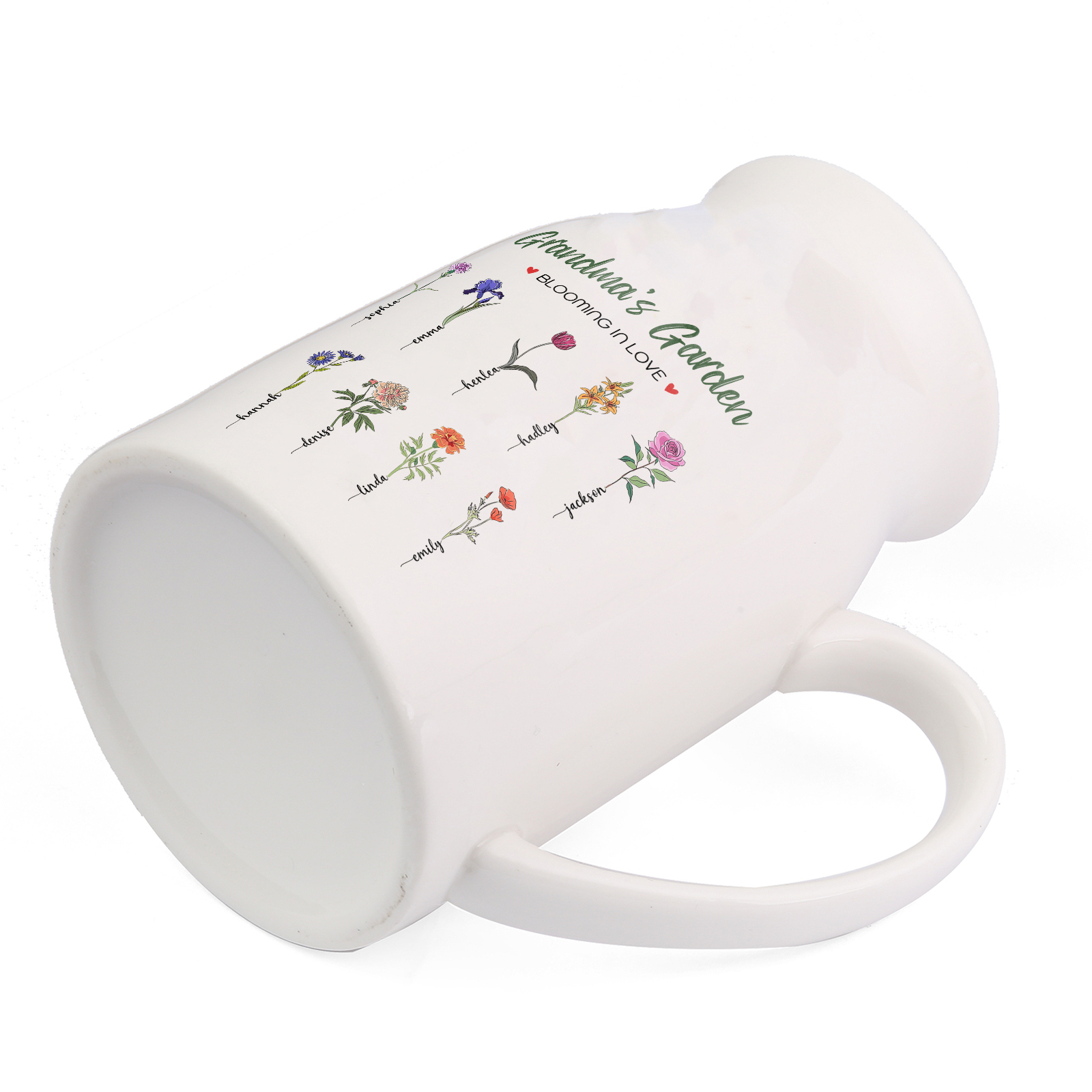 Personalised Ceramic Vase Custom with Text 9 Names & Birthflowers Grandma's Garden Gift for Mum/Grandma  | Jessemade