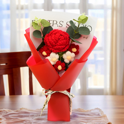 Handcrafted Yarn Flower Bouquet – Rose&Sunflower&Carnation Gift for Mum or Loved One | Jessemade