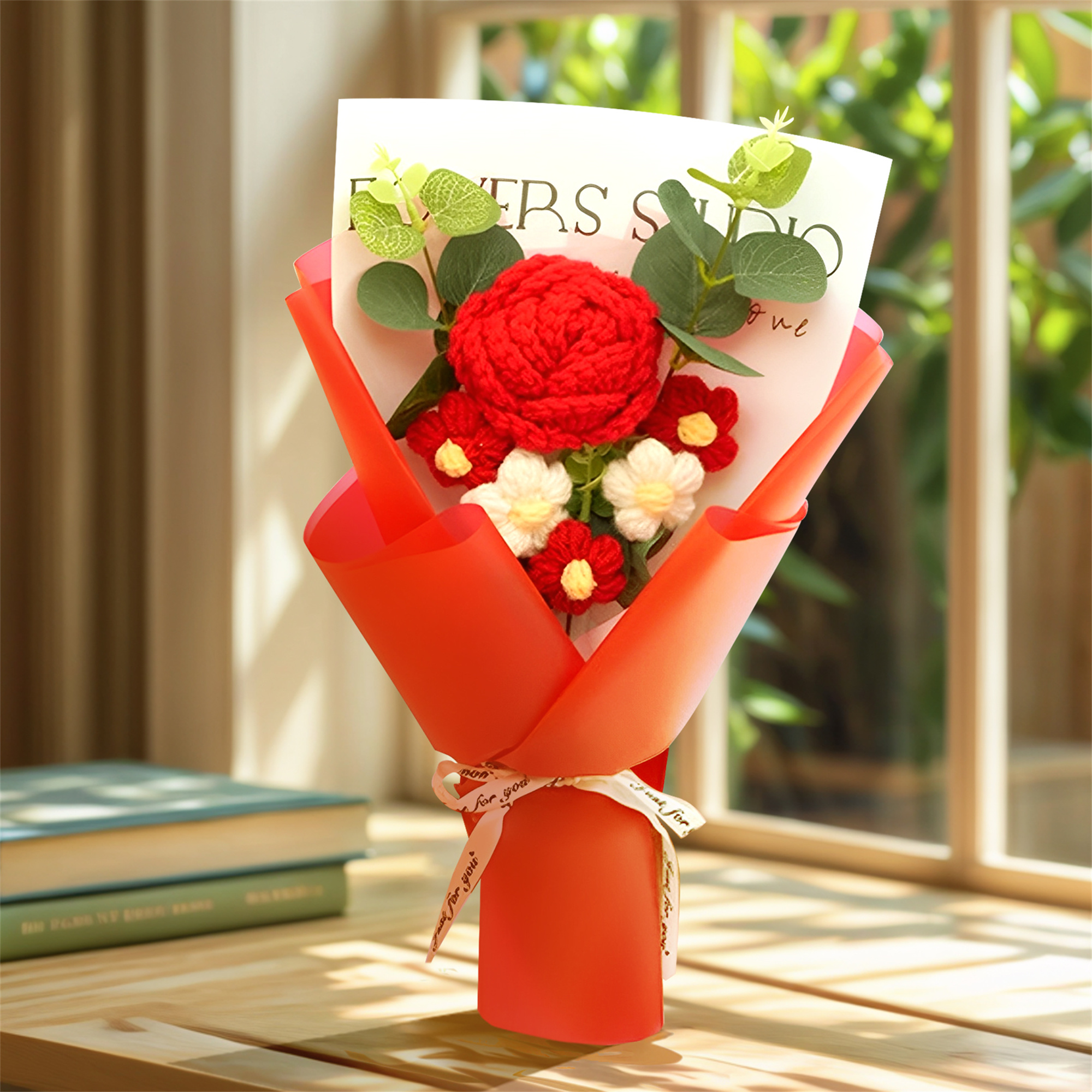 Handcrafted Yarn Flower Bouquet – Rose&Sunflower&Carnation Gift for Mum or Loved One | Jessemade