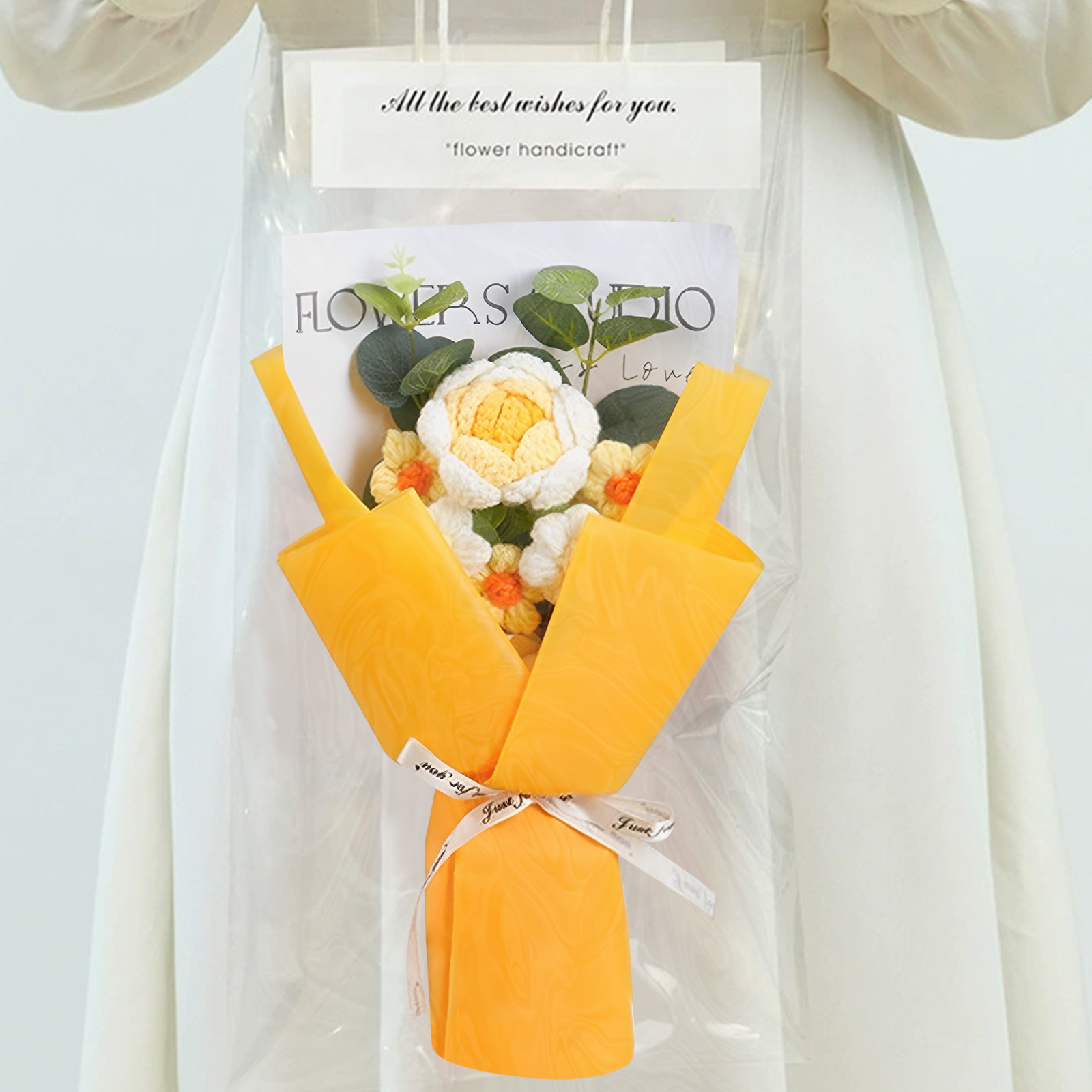 Handcrafted Yarn Flower Bouquet – Rose&Sunflower&Carnation Gift for Mum or Loved One | Jessemade