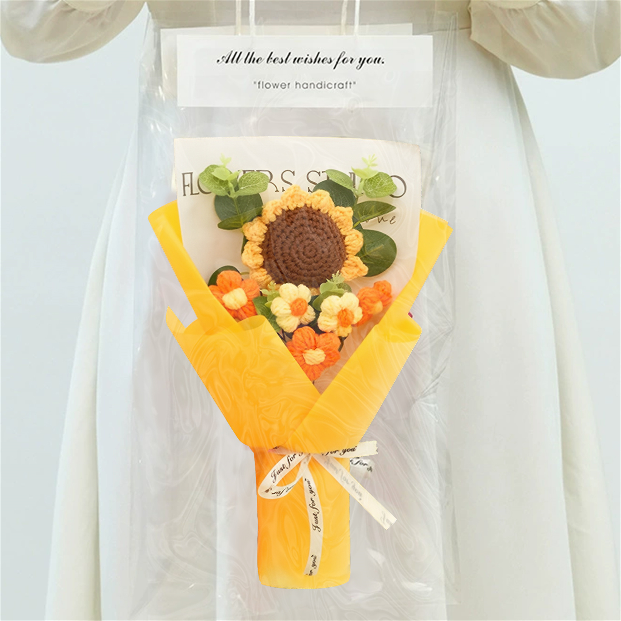 Handcrafted Yarn Flower Bouquet – Rose&Sunflower&Carnation Gift for Mum or Loved One | Jessemade