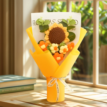 Handcrafted Yarn Flower Bouquet – Rose&Sunflower&Carnation Gift for Mum or Loved One | Jessemade