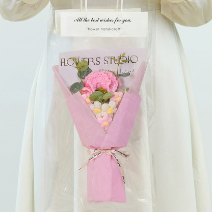 Handcrafted Yarn Flower Bouquet – Rose&Sunflower&Carnation Gift for Mum or Loved One | Jessemade