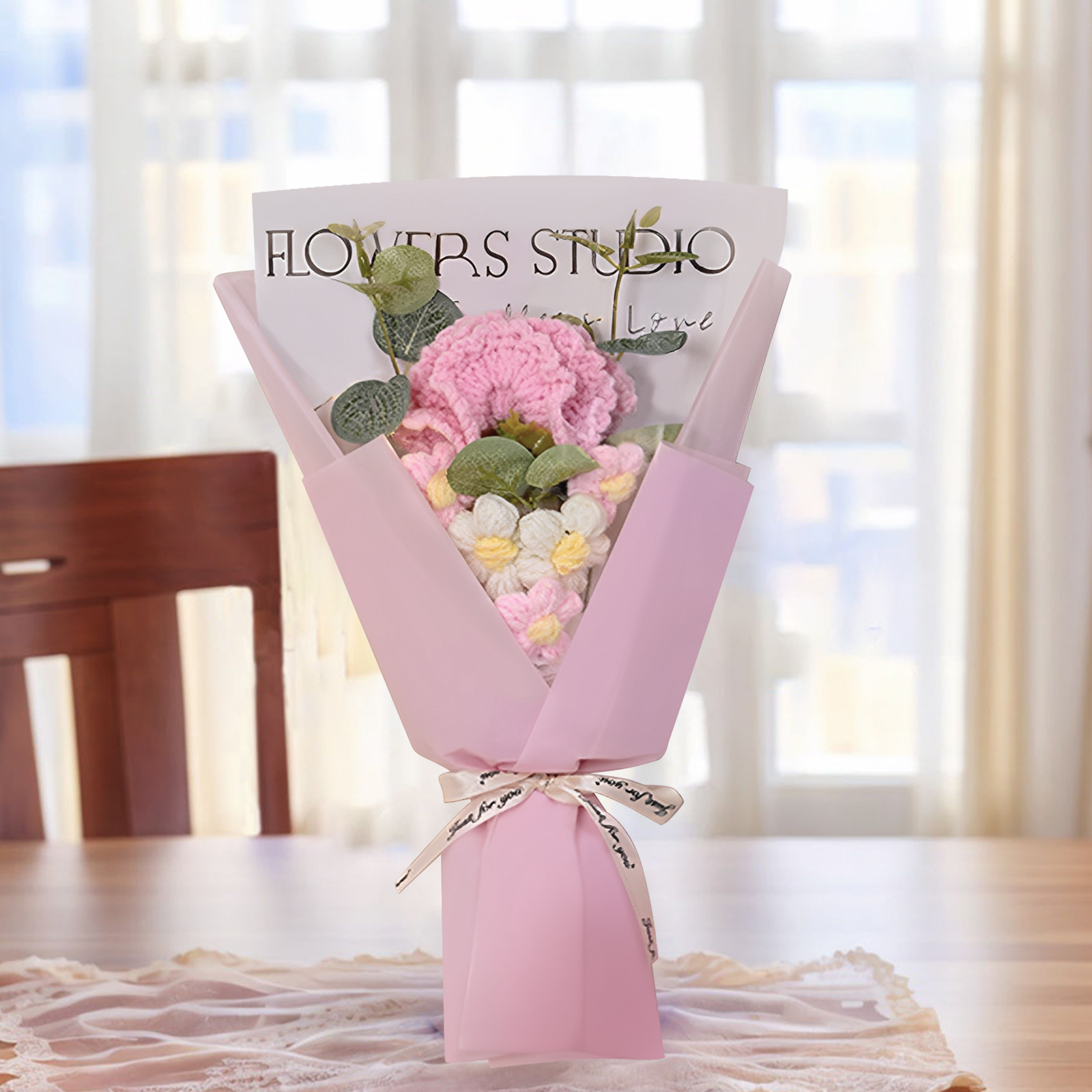 Handcrafted Yarn Flower Bouquet – Rose&Sunflower&Carnation Gift for Mum or Loved One | Jessemade