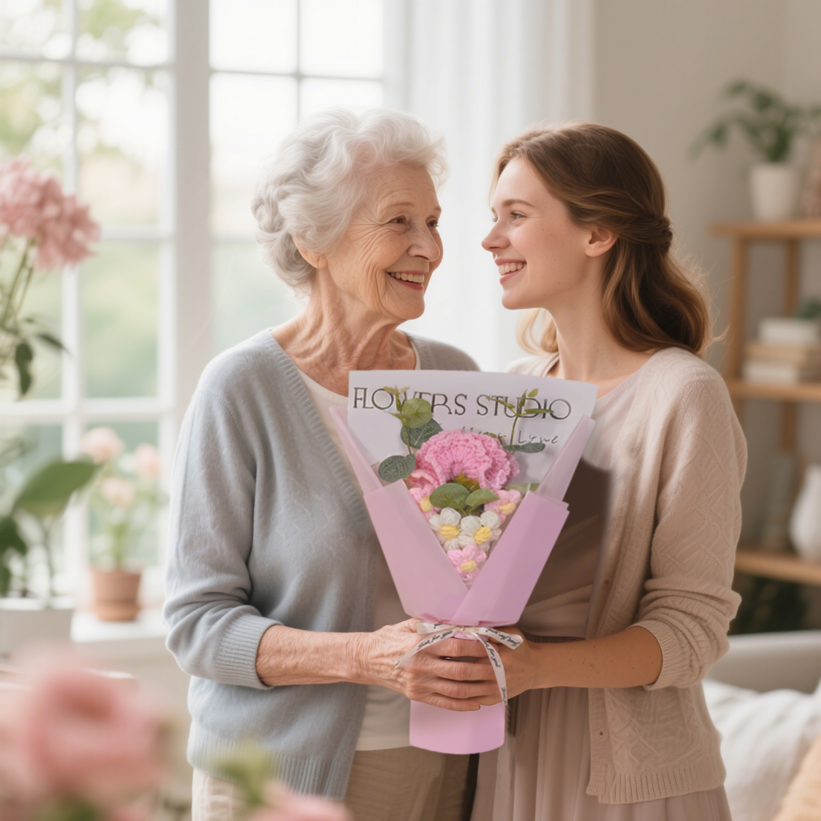 Handcrafted Yarn Flower Bouquet – Rose&Sunflower&Carnation Gift for Mum or Loved One | Jessemade