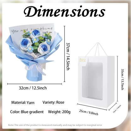 "You Are Sunshine" Knitted Yarn Rose Bouquet – Handmade Gift with Gift Bag | Jessemade