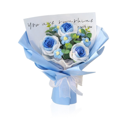 "You Are Sunshine" Knitted Yarn Rose Bouquet – Handmade Gift with Gift Bag | Jessemade