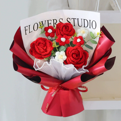 "You Are Sunshine" Knitted Yarn Rose Bouquet – Handmade Gift with Gift Bag | Jessemade