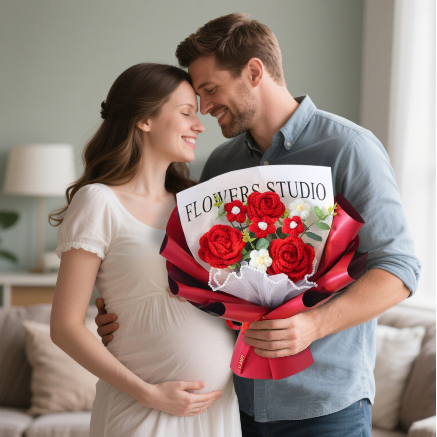 "You Are Sunshine" Knitted Yarn Rose Bouquet – Handmade Gift with Gift Bag | Jessemade