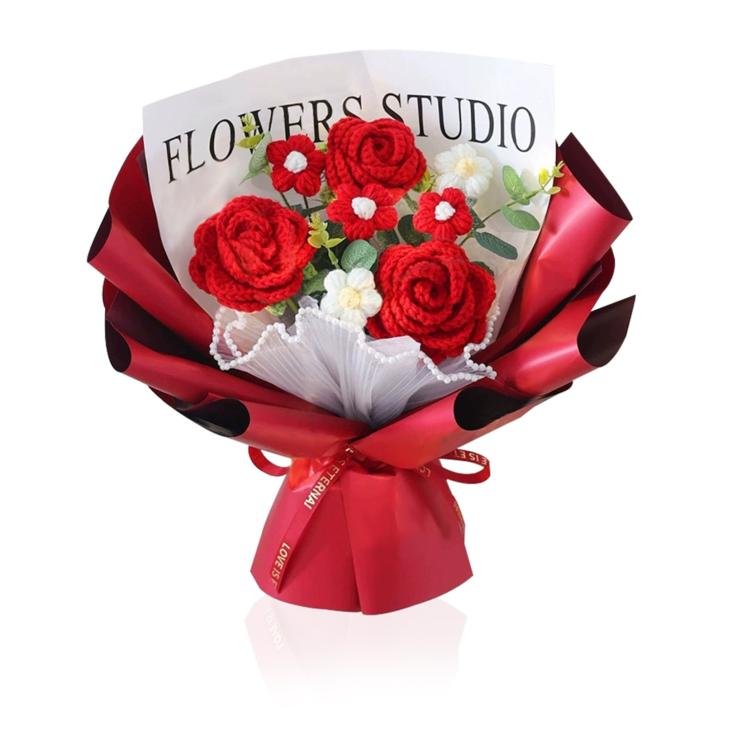 "You Are Sunshine" Knitted Yarn Rose Bouquet – Handmade Gift with Gift Bag | Jessemade