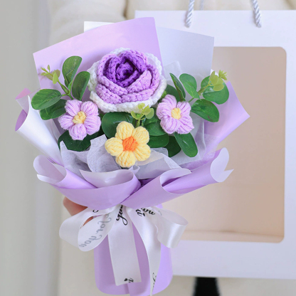 "You Are Sunshine" Knitted Yarn Rose Bouquet – Handmade Gift with Gift Bag | Jessemade