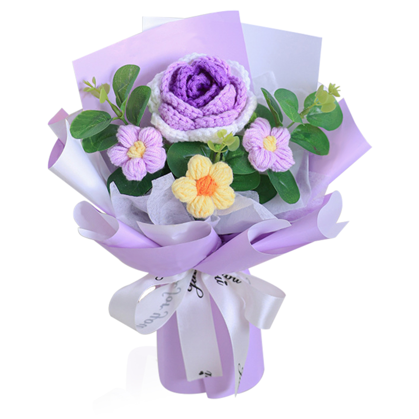 "You Are Sunshine" Knitted Yarn Rose Bouquet – Handmade Gift with Gift Bag | Jessemade