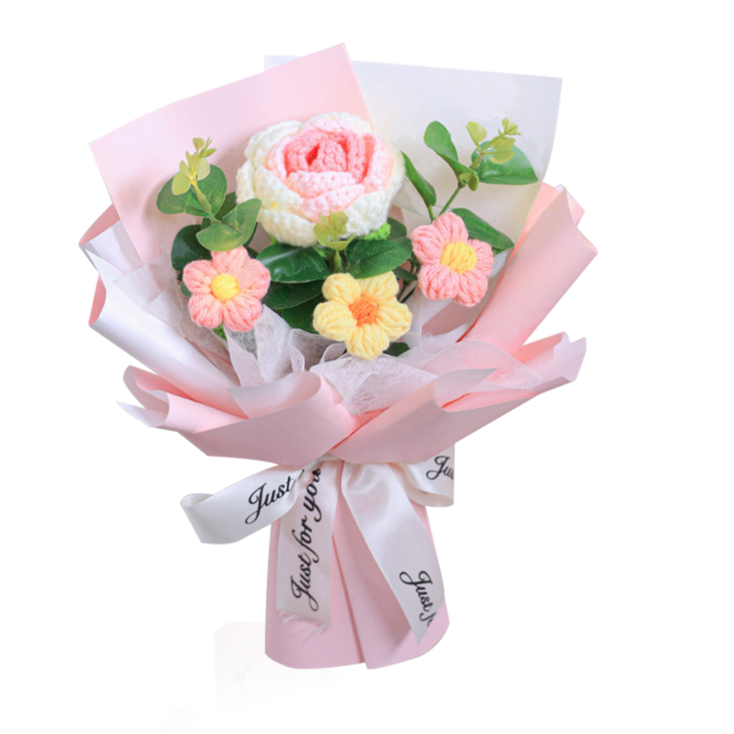 "You Are Sunshine" Knitted Yarn Rose Bouquet – Handmade Gift with Gift Bag | Jessemade