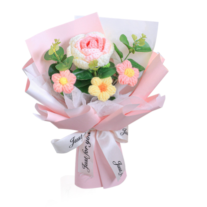 "You Are Sunshine" Knitted Yarn Rose Bouquet – Handmade Gift with Gift Bag | Jessemade