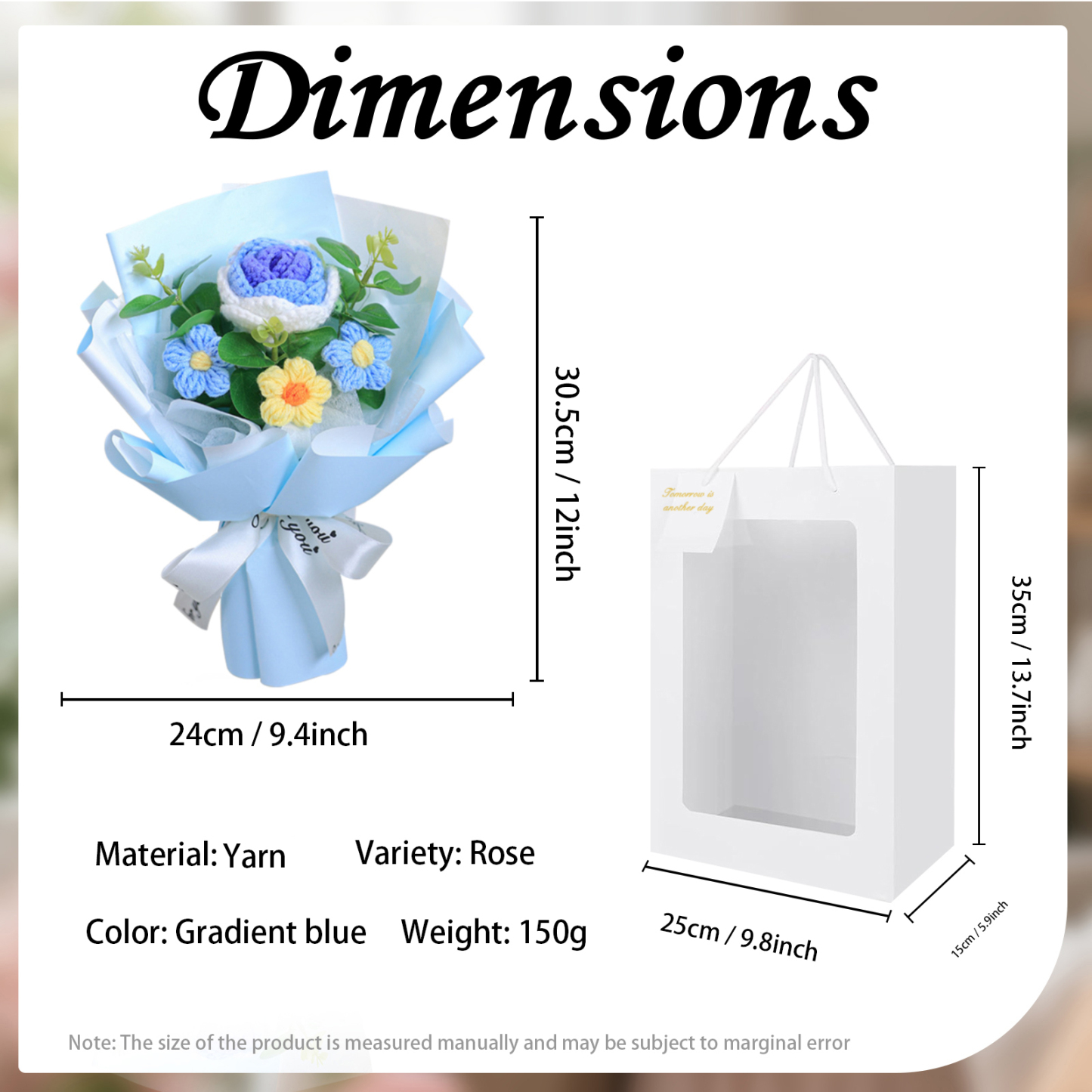 "You Are Sunshine" Knitted Yarn Rose Bouquet – Handmade Gift with Gift Bag | Jessemade
