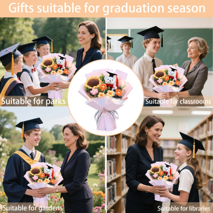 Graduation Teddy Bear Bouquet – Crochet Flower Gift with Cap and Scroll | Jessemade